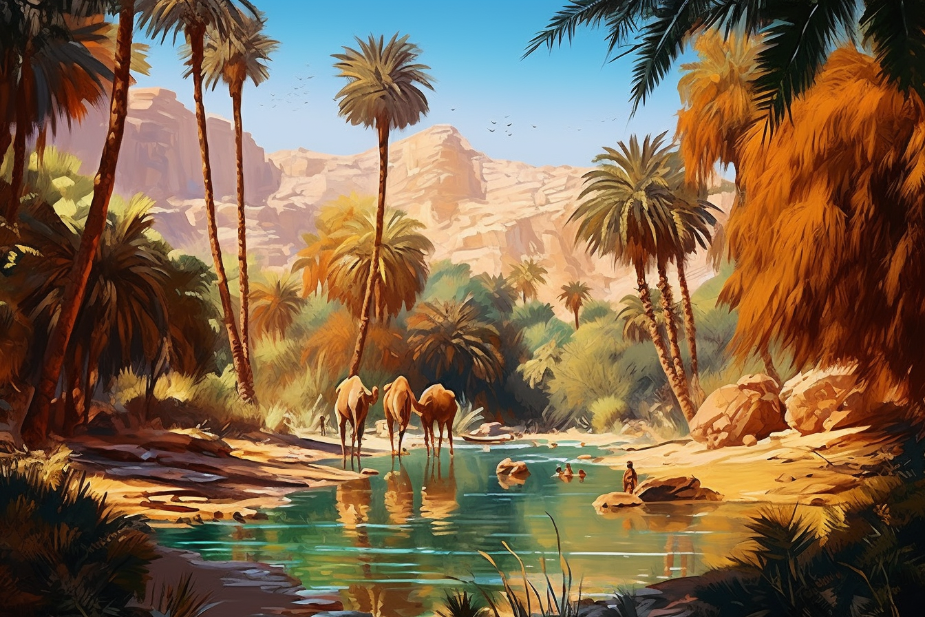 duraaris_people_with_camels_finding_shelter_at_an_oasis_in_the__0c9d4b6e-21b6-474a-9575-bb68397840c5.png